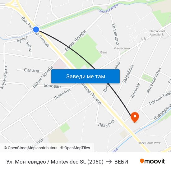 Ул. Монтевидео / Montevideo St. (2050) to ВЕБИ map