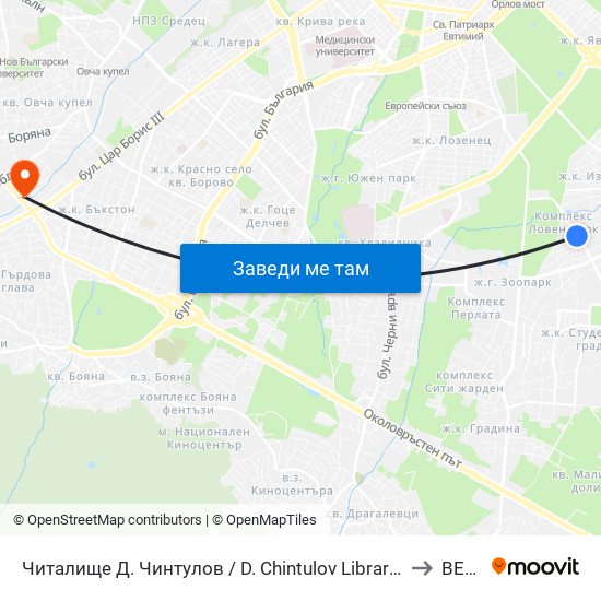 Читалище Д. Чинтулов / D. Chintulov Library (2365) to ВЕБИ map