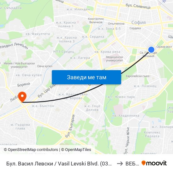 Бул. Васил Левски / Vasil Levski Blvd. (0300) to ВЕБИ map