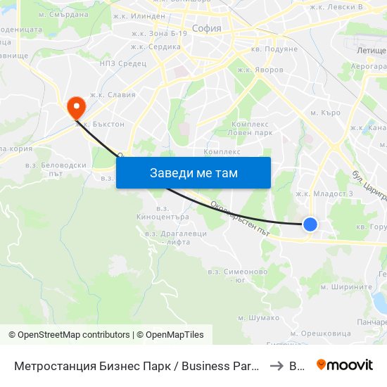 Метростанция Бизнес Парк / Business Park Metro Station (2490) to ВЕБИ map
