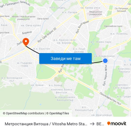 Метростанция Витоша / Vitosha Metro Station (2755) to ВЕБИ map