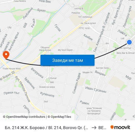 Бл. 214 Ж.К. Борово / Bl. 214, Borovo Qr. (0164) to ВЕБИ map