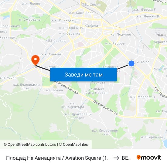 Площад На Авиацията / Aviation Square (1257) to ВЕБИ map