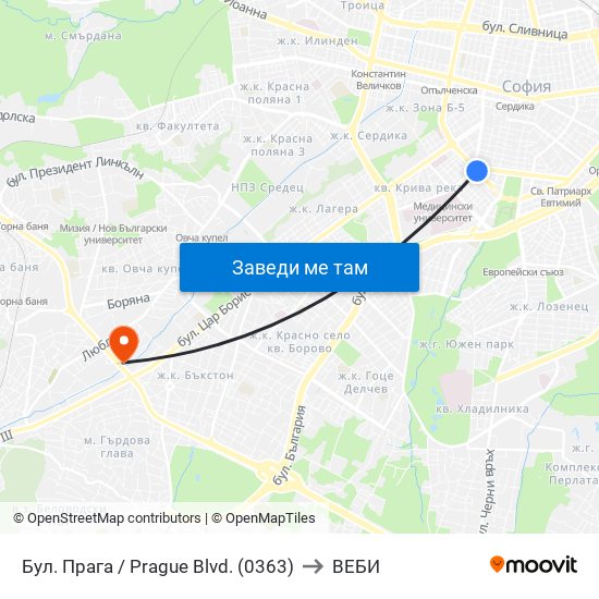 Бул. Прага / Prague Blvd. (0363) to ВЕБИ map