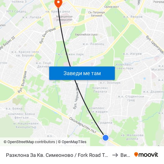 Разклона За Кв. Симеоново / Fork Road To Simeonovo Qr. (1458) to Вижън map