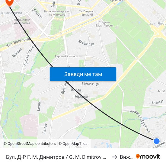 Бул. Д-Р Г. М. Димитров / G. M. Dimitrov Blvd. (0317) to Вижън map