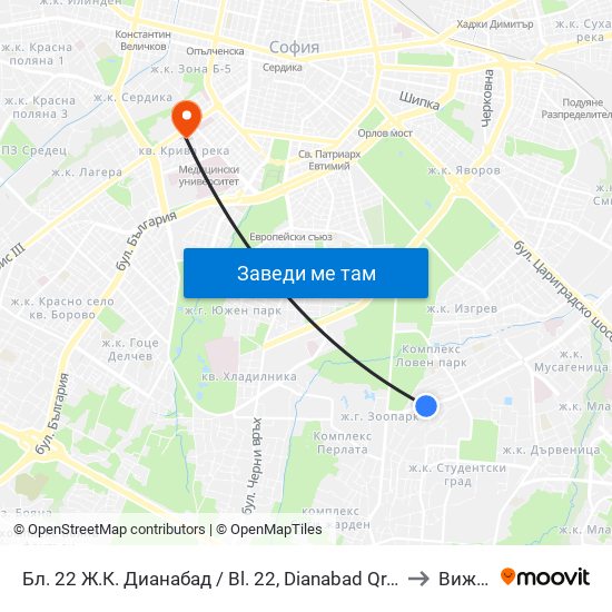 Бл. 22 Ж.К. Дианабад / Bl. 22, Dianabad Qr. (0124) to Вижън map