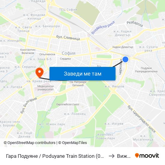 Гара Подуяне / Poduyane Train Station (0468) to Вижън map