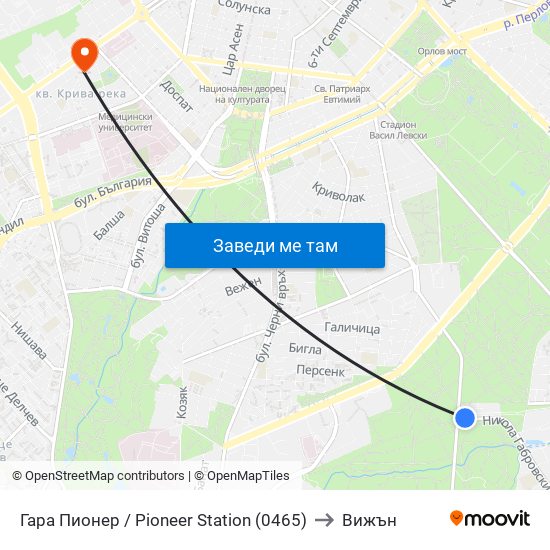Гара Пионер / Pioneer Station (0465) to Вижън map