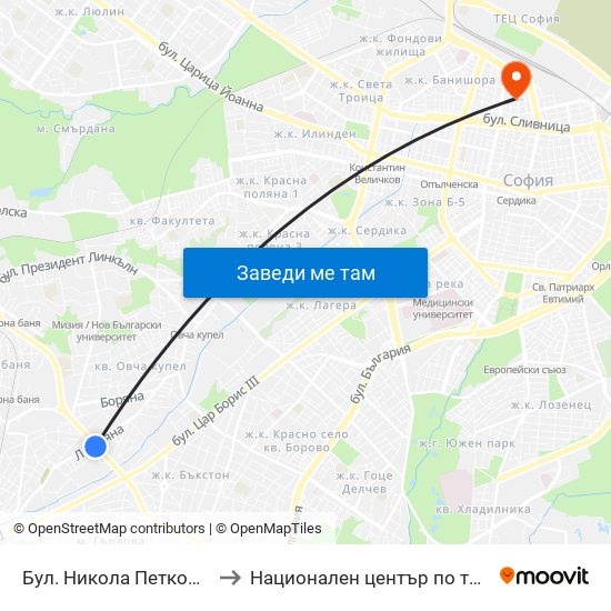 Бул. Никола Петков / Nikola Petkov Blvd. (0350) to Национален център по трансфузионна хематология (НЦТХ) map