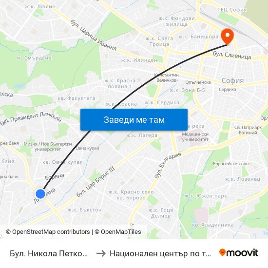 Бул. Никола Петков / Nikola Petkov Blvd. (0347) to Национален център по трансфузионна хематология (НЦТХ) map