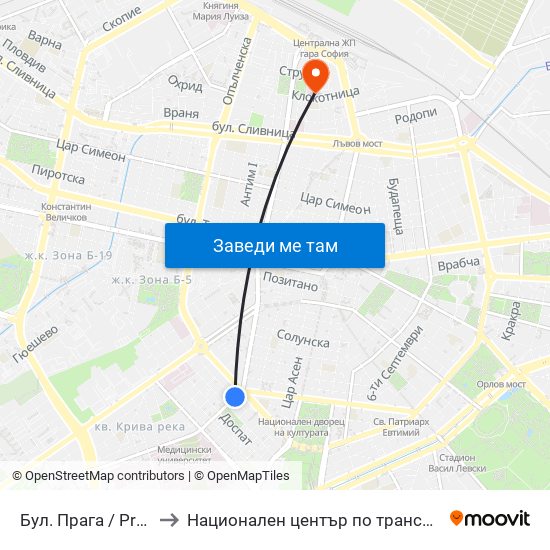 Бул. Прага / Prague Blvd. (0366) to Национален център по трансфузионна хематология (НЦТХ) map