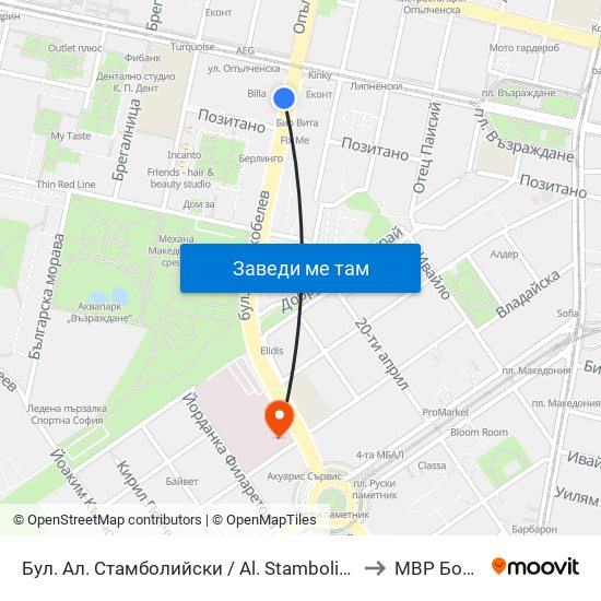 Бул. Ал. Стамболийски / Al. Stamboliyski Blvd. (0283) to МВР Болница map
