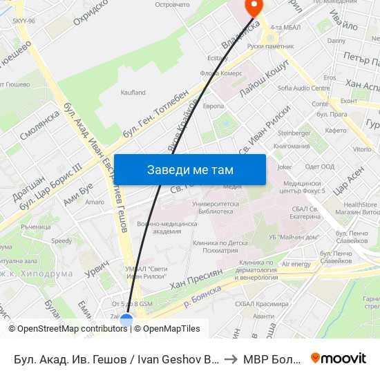 Бул. Акад. Ив. Гешов / Ivan Geshov Blvd. (2804) to МВР Болница map