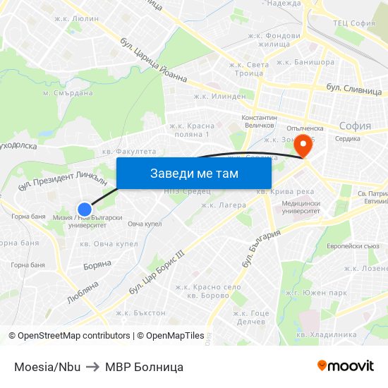 Moesia/Nbu to МВР Болница map