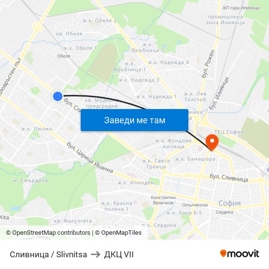 Сливница / Slivnitsa to ДКЦ VII map