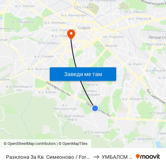 Разклона За Кв. Симеоново / Fork Road To Simeonovo Qr. (1459) to УМБАЛСМ Н.И.Пирогов map