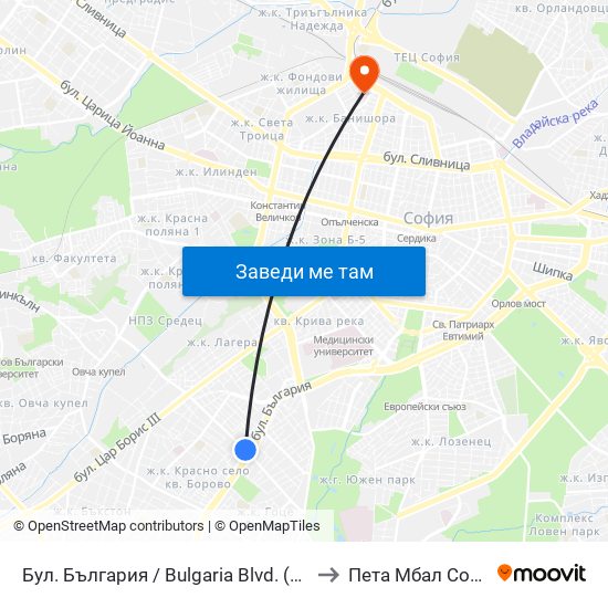 Бул. България / Bulgaria Blvd. (0290) to Пета Мбал София map