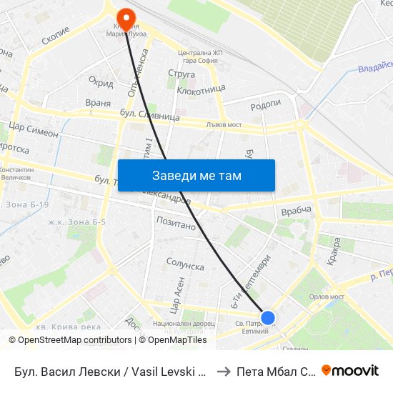 Бул. Васил Левски / Vasil Levski Blvd. (0300) to Пета Мбал София map
