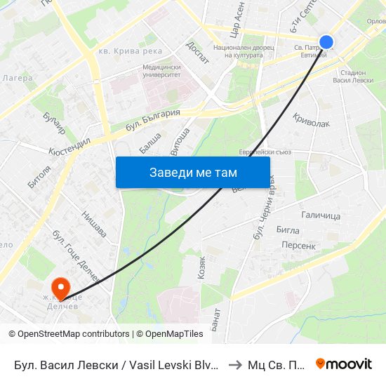 Бул. Васил Левски / Vasil Levski Blvd. (0300) to Мц Св. Петка map