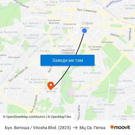 Бул. Витоша / Vitosha Blvd. (2825) to Мц Св. Петка map