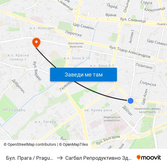 Бул. Прага / Prague Blvd. (0363) to Сагбал Репродуктивно Здраве ""Д-Р Щерев"" map