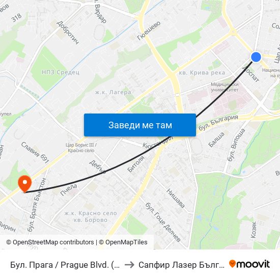 Бул. Прага / Prague Blvd. (0365) to Сапфир Лазер България map