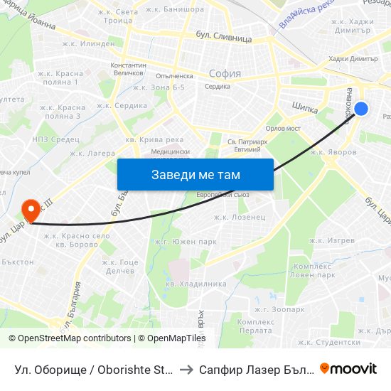 Ул. Оборище / Oborishte St. (2071) to Сапфир Лазер България map