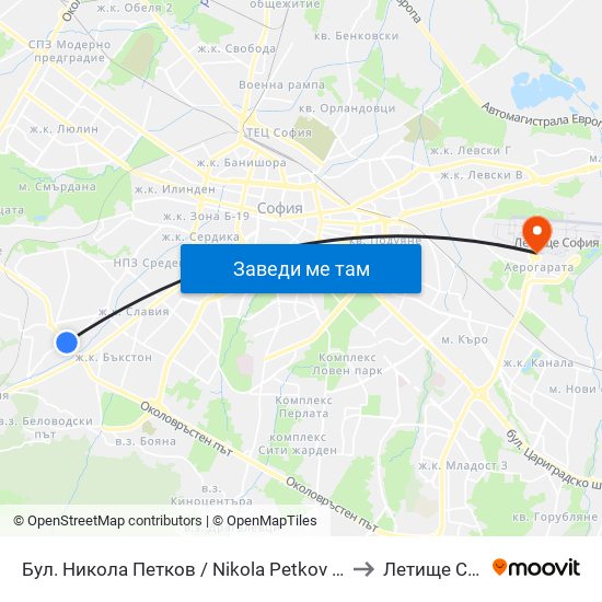 Бул. Никола Петков / Nikola Petkov Blvd. (0350) to Летище София map