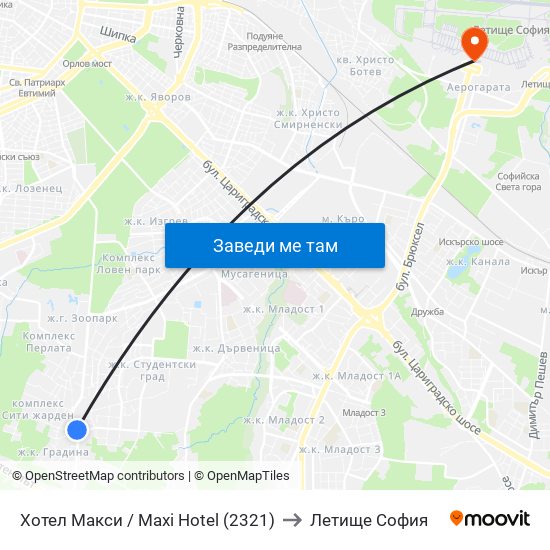 Хотел Макси / Maxi Hotel (2321) to Летище София map