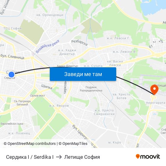 Сердика I / Serdika I to Летище София map