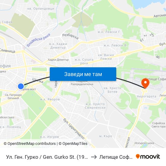 Ул. Ген. Гурко / Gen. Gurko St. (1903) to Летище София map