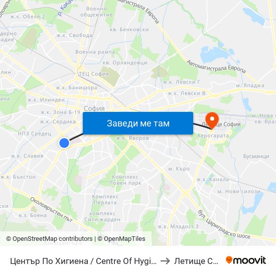 Център По Хигиена / Centre Of Hygiene (2342) to Летище София map