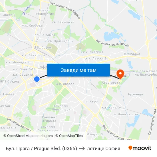 Бул. Прага / Prague Blvd. (0365) to летище София map