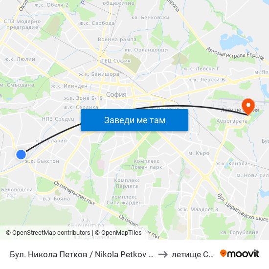 Бул. Никола Петков / Nikola Petkov Blvd. (0350) to летище София map