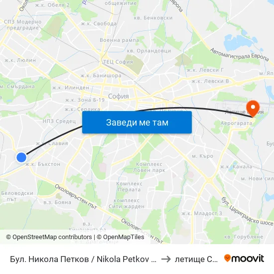 Бул. Никола Петков / Nikola Petkov Blvd. (0350) to летище София map