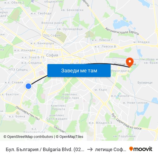 Бул. България / Bulgaria Blvd. (0290) to летище София map