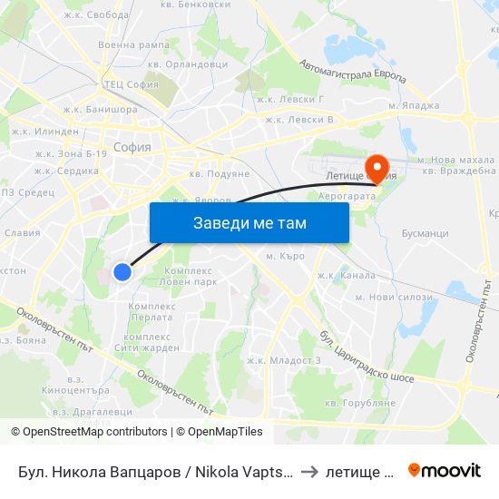 Бул. Никола Вапцаров / Nikola Vaptsarov Blvd. (0344) to летище София map