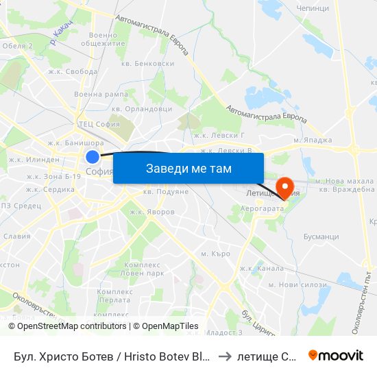 Бул. Христо Ботев / Hristo Botev Blvd. (0385) to летище София map