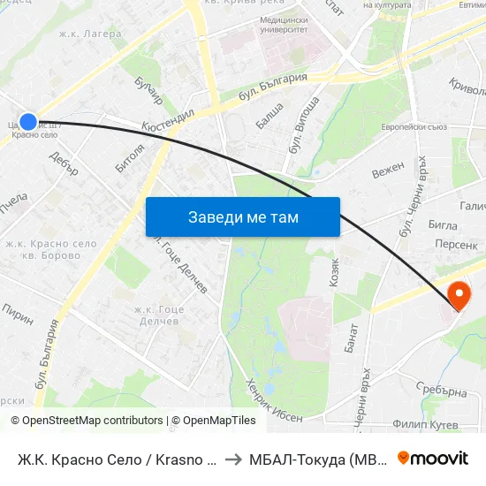 Ⓜ️ Ж.К. Красно Село / Krasno Selo Qr. (0638) to МБАЛ-Токуда (MBAL-Tokuda) map
