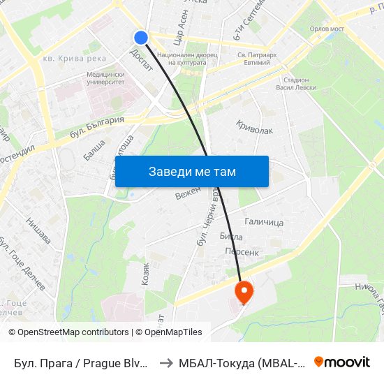 Бул. Прага / Prague Blvd. (0366) to МБАЛ-Токуда (MBAL-Tokuda) map