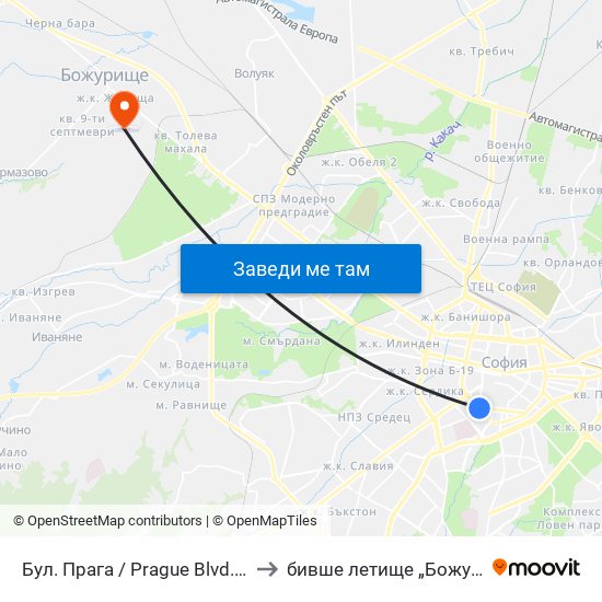 Бул. Прага / Prague Blvd. (0365) to бивше летище „Божурище“ map