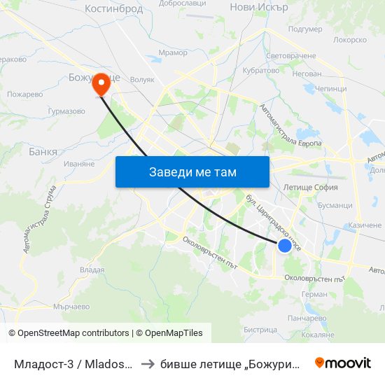 Младост-3 / Mladost 3 to бивше летище „Божурище“ map