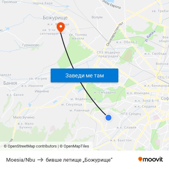 Moesia/Nbu to бивше летище „Божурище“ map