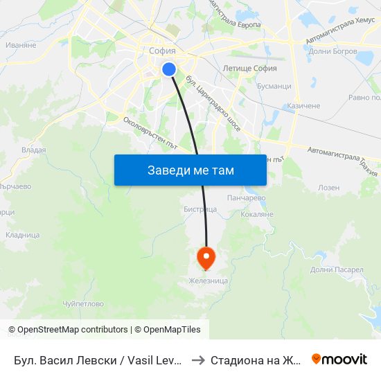 Бул. Васил Левски / Vasil Levski Blvd. (0300) to Стадиона на Железница map