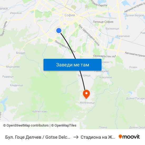 Бул. Гоце Делчев / Gotse Delchev Blvd. (0308) to Стадиона на Железница map