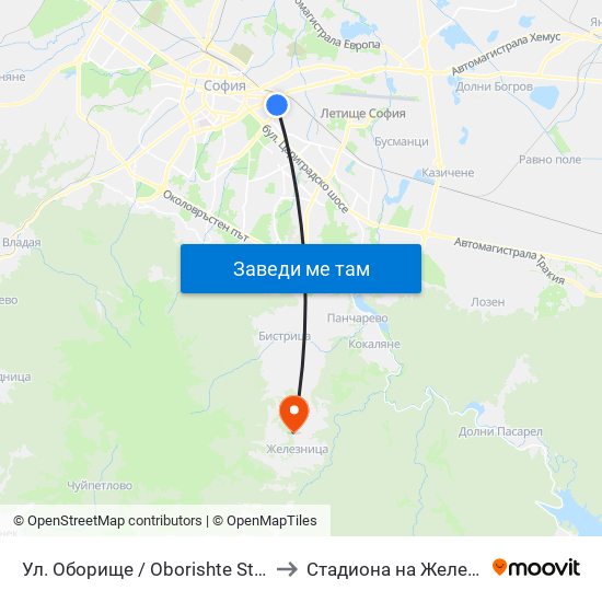 Ул. Оборище / Oborishte St. (2071) to Стадиона на Железница map