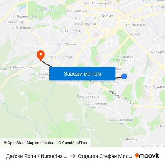 Детски Ясли / Nurseries (0534) to Стадион Стефан Миленков map