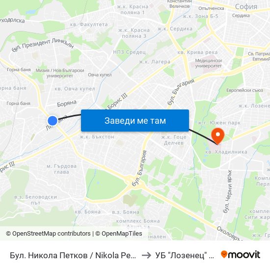 Бул. Никола Петков / Nikola Petkov Blvd. (0347) to УБ "Лозенец"  3-та Стая map