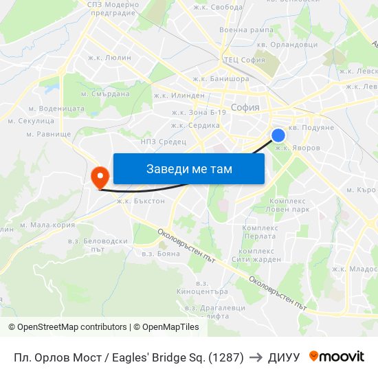 Пл. Орлов Мост / Eagles' Bridge Sq. (1287) to ДИУУ map